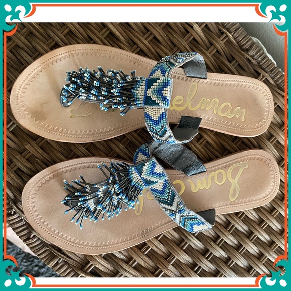 Vintage Sam Edelman Women's Anella-1 Blue/Multi BeadS - Picture 4 of 4